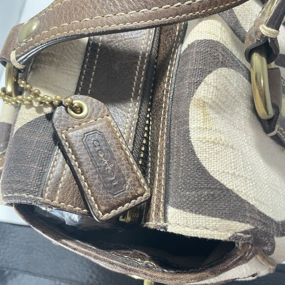 Vintage Y2K Coach Limited Edition Mandy Legacy Brown & Cream Turn Knob Tag - Picture 5 of 15